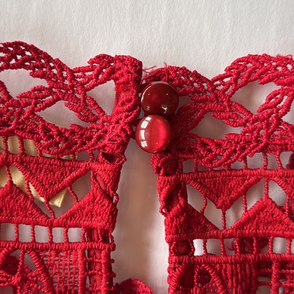 Anthropologie Moulinette Soeurs Tamera Red Lace Peplum Top size 2 Boho Romance - Picture 3 of 5